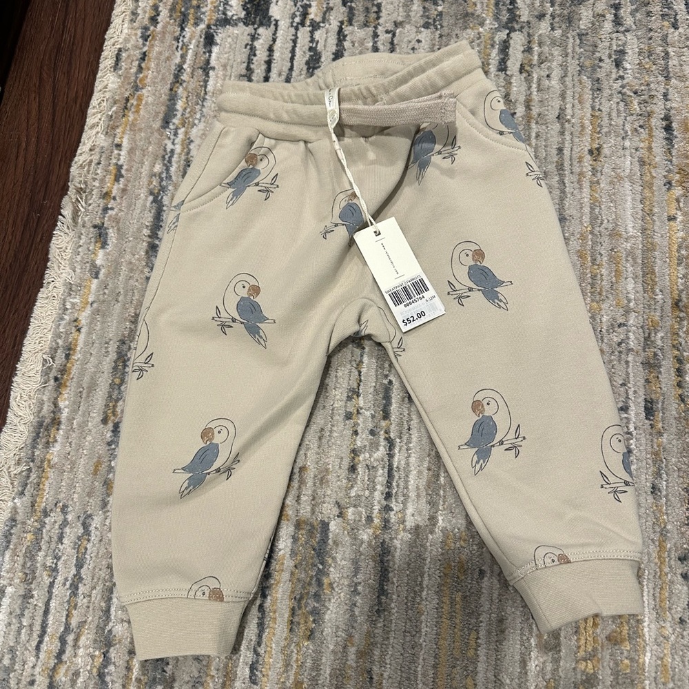 Rylee + Cru Cream Parrot Print Kids Bottoms